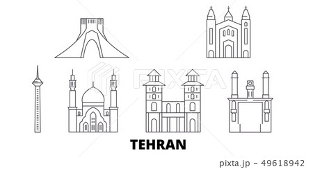 Iran, Tehran line travel skyline set. Iran, Tehran outline city vector illustration, symbol, travel Iran, Tehran line travel skyline set. Iran, Tehran outline city vector illustration, symbol, travel 49618942