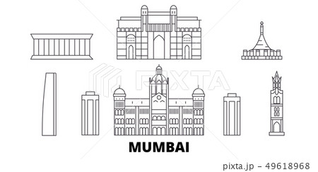 India, Mumbai line travel skyline set. India, Mumbai outline city vector illustration, symbol 49618968