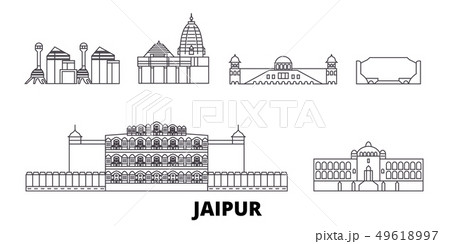 India, Jaipur line travel skyline set. India, Jaipur outline city vector illustration, symbol India, Jaipur line travel skyline set. India, Jaipur outline city vector illustration, symbol 49618997