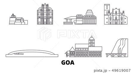 India, Goa line travel skyline set. India, Goa outline city vector illustration, symbol, travel 49619007