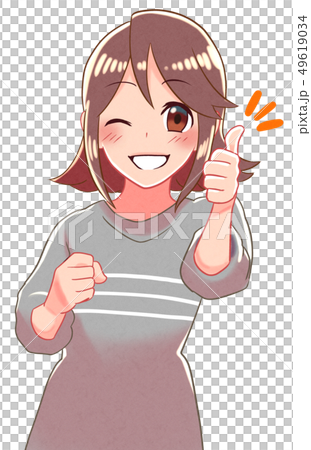 サムズアップする女の子のイラスト 49619034