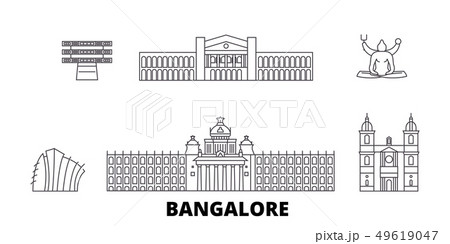 India, Bangalore line travel skyline set. India, Bangalore outline city vector illustration, symbol 49619047