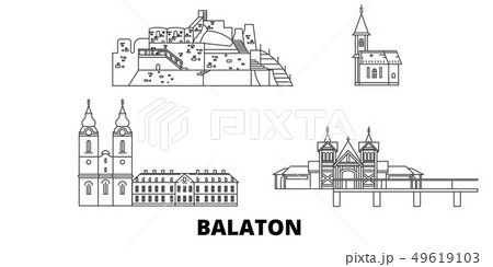 Hungary, Balaton line travel skyline set. Hungary, Balaton outline city vector illustration, symbol 49619103