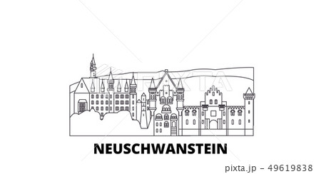 Germany, Neuschwanstein line travel skyline set. Germany, Neuschwanstein outline city vector 49619838