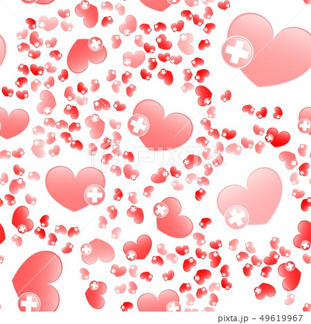 Vector heart sign with a red cross. Seamless Wallp Vector heart sign with a red cross. Seamless Wallp 49619967