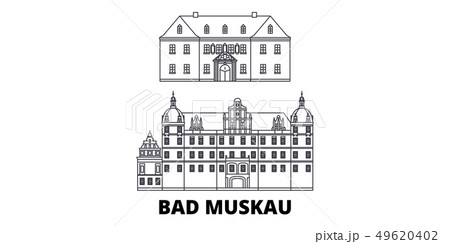 Germany, Bad Muskau line travel skyline set. Germany, Bad Muskau outline city vector illustration 49620402