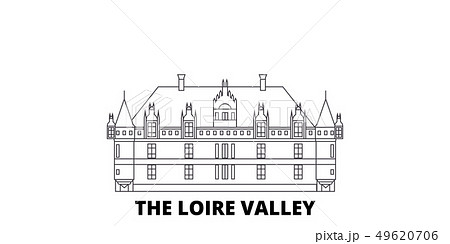 France, The Loire Valley Landmark line travel skyline set. France, The Loire Valley Landmark outline 49620706