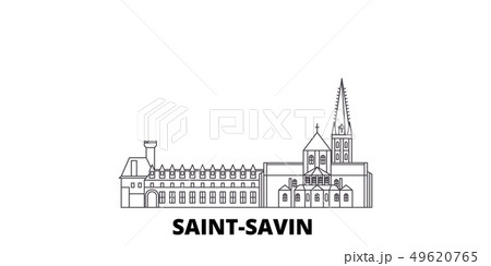 France, Saint Savin line travel skyline set. France, Saint Savin outline city vector illustration 49620765