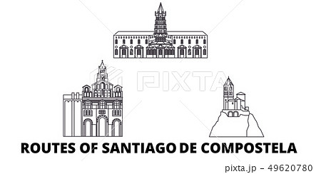 France, Routes Of Santiago De Compostela line travel skyline set. France, Routes Of Santiago De 49620780