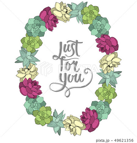 Vector Succulents floral botanical flower. Engraved ink art on white background. Frame border 49621356