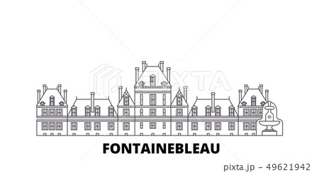 France, Fontainebleau Landmark line travel skyline set. France, Fontainebleau Landmark outline city 49621942