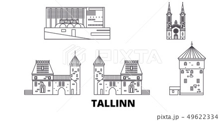 Estonia, Tallinn line travel skyline set. Estonia, Tallinn outline city vector illustration, symbol 49622334