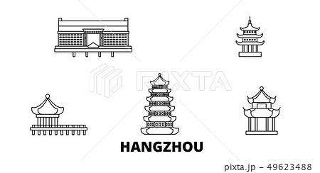 China, Hangzhou line travel skyline set. China, Hangzhou outline city vector illustration, symbol China, Hangzhou line travel skyline set. China, Hangzhou outline city vector illustration, symbol 49623488