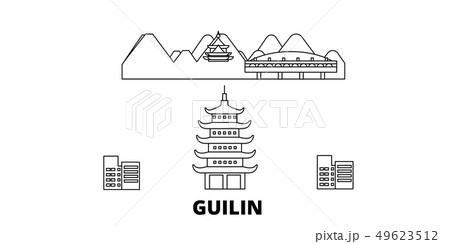 China, Guilin line travel skyline set. China, Guilin outline city vector illustration, symbol 49623512