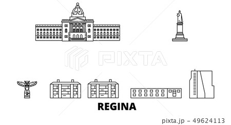 Canada Regina Line Travel Skyline Set Canada のイラスト素材