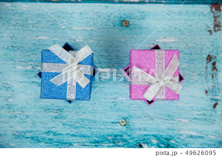 Gift Boxes on Blue Background 49626095