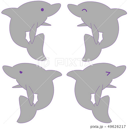 イルカまとめ グレー のイラスト素材