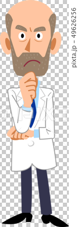 Men in white coat thinking Men in white coat thinking 49626256