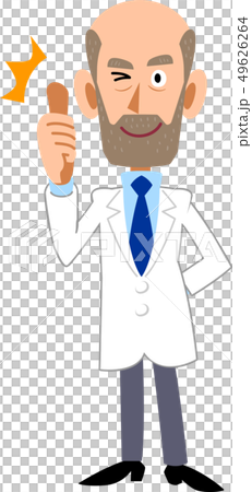 Male in white coat thumbing up Male in white coat thumbing up 49626264