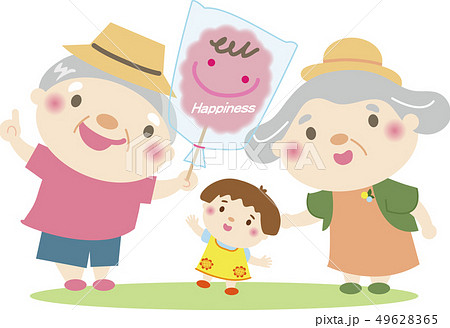 シニア・高齢者10（孫に綿菓子　おじいさん＆おばあさん） 49628365