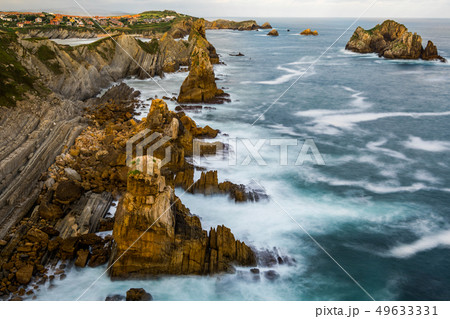 Dramatic view of Playa de la Arnia, Cantabria, Spain. 49633331