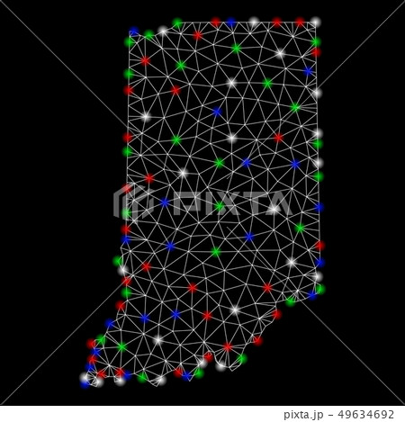Bright Mesh Network Indiana State Map with Light Spots Bright Mesh Network Indiana State Map with Light Spots 49634692