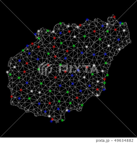 Bright Mesh Network Hainan Island Map with Light Spots Bright Mesh Network Hainan Island Map with Light Spots 49634882