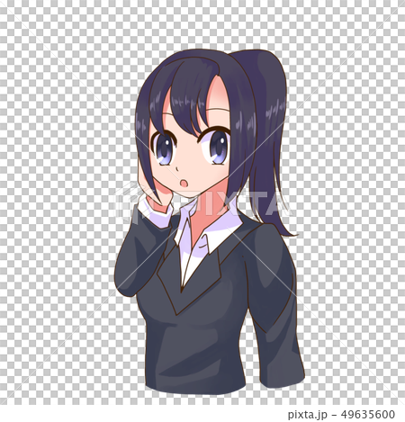スーツ 女性 アニメタッチ 驚くのイラスト素材