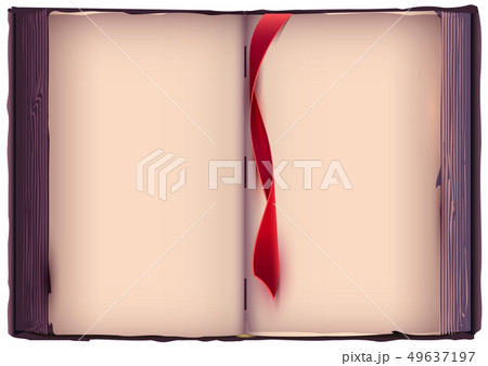 Open book with red bookmark. Old page template Open book with red bookmark. Old page template 49637197