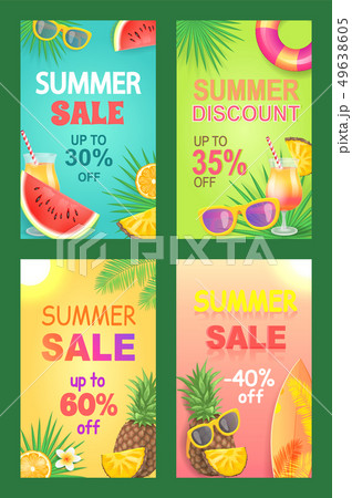 Summer Discount Sales Set Vector Illustration Summer Discount Sales Set Vector Illustration 49638605
