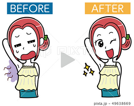 イラスト素材 女性ワキのにおい ビフォーアフターのイラスト素材