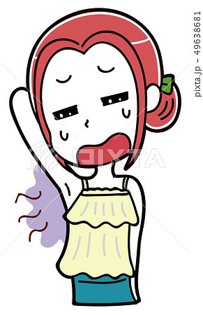 ワキのにおいを気にする女性のイラスト素材のイラスト素材