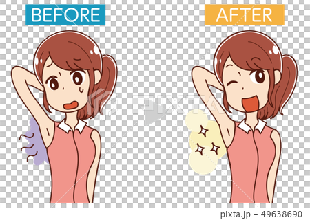 イラスト素材 女性ワキのにおい ビフォーアフターのイラスト素材