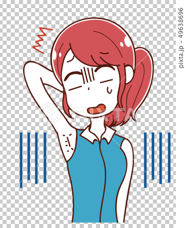 ワキのムダ毛を気にする女性のイラスト素材 ワキのムダ毛を気にする女性のイラスト素材 49638696