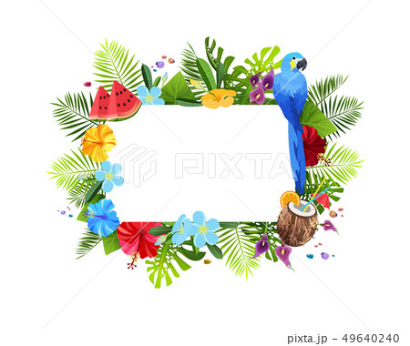 tropical flowers composition 49640240