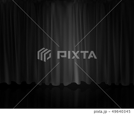 Realistic Spotlight on stage curtain. Option curtain at home in the cinema. Vector Illustration 49640345