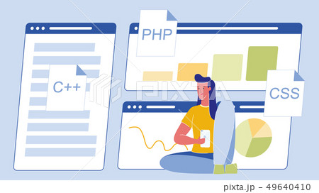 Programming, Coding Cartoon Vector Illustration Programming, Coding Cartoon Vector Illustration 49640410