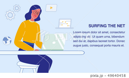 Woman Surfing Net Web Banner Layout with Copyspace Woman Surfing Net Web Banner Layout with Copyspace 49640458