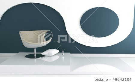 Living room interior with fabric sofa and plants o Living room interior with fabric sofa and plants o 49642104