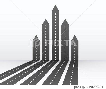 Creative illustration of 3D arrow roads map. Art 49644231
