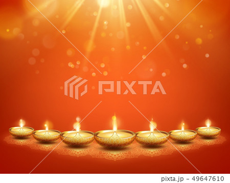 Happy diwali hindu festival of lights greeting card template. India holiday. EPS 10 49647610