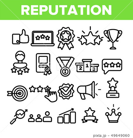 Reputation Linear Vector Thin Icons Symbol Set 49649060