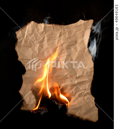 burning piece of crumpled paper burning piece of crumpled paper 49649163