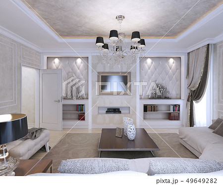 living room neoclassical style 49649282