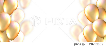 Card with realistic golden balloons and copy space 49649667