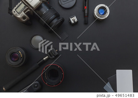 Photographer workplace with dslr camera system, 49651483