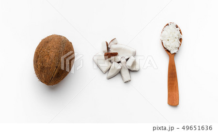 Composition with coconuts on white Composition with coconuts on white 49651636