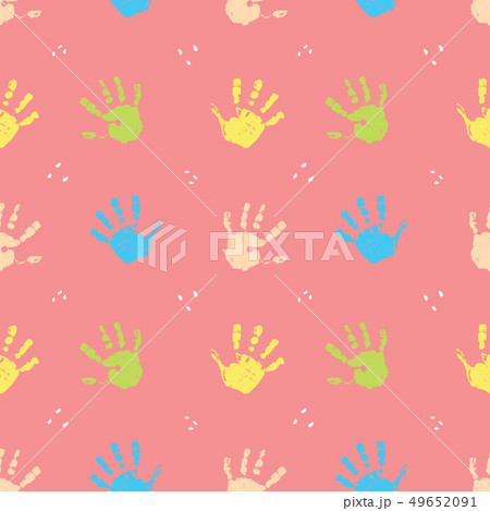 Hand stamp seamless pattern, paint stain vector  49652091
