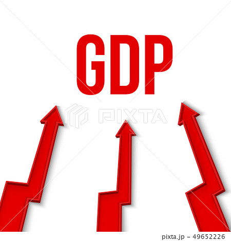 Creative illustration of GDP - gross domestic product text with 3d arrow financial growth, graphic 49652226