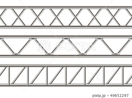 Creative illustration of steel truss girder, chrome pipes isolated on background. Art design 49652297